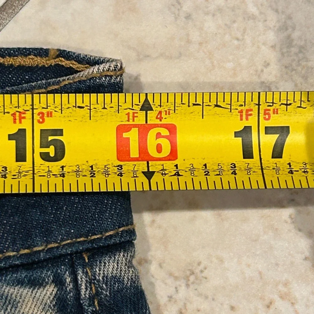 Dash Denim‎ Jeans Mens 32x30 Blue Distressed Biker Moto Acid Wash Slim Stretch